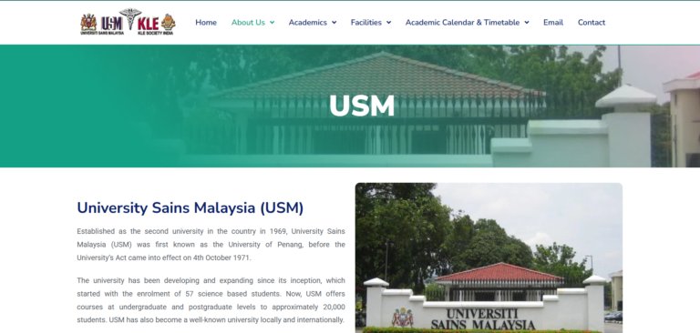 Designing A World‑Class Offshore Medical Campus Website – USM‑KLE International Medical Programme